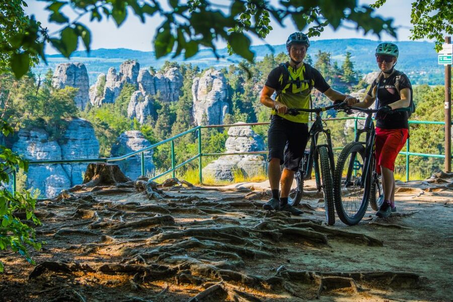 From Prague: E-Mountain Biking Trip to the Bohemian Paradise - Trosky Castle and the first break after about 10 km