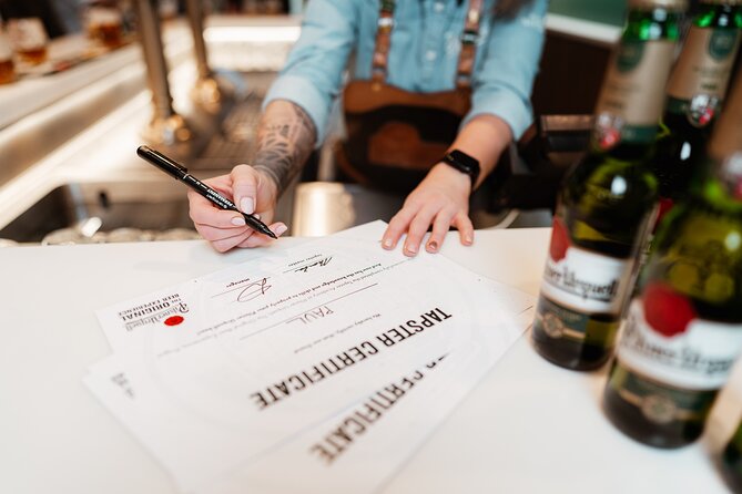 Prague Beer Pouring Class at Pilsner Urquell - The best souvenir is the one you earn: certificate plus a named bottle