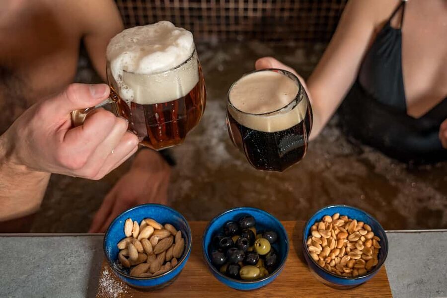 Prague: Beer Spa Experience with Unlimited Beer and Sauna - The beer bath setup: ceramic whirlpool and Bernard on tap