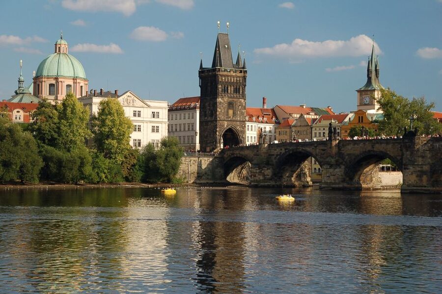 Prague: Charles Bridge Towers Combined Entry Ticket - The view from up high: Charles Bridge, the Vltava, and landmarks