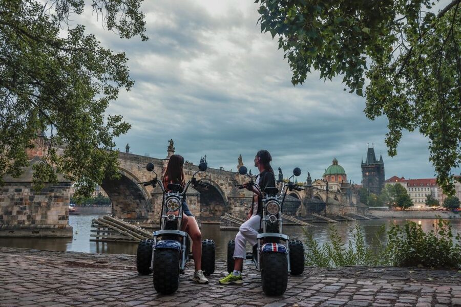 Prague City sightseeing in Night Trike Tour - Powder Tower: a quick look at a vertical city landmark