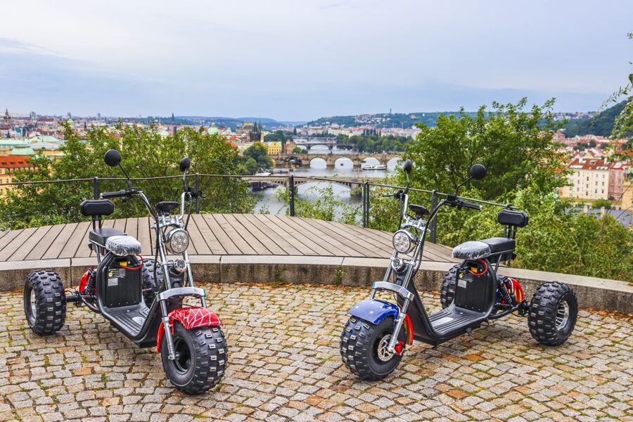 Prague City sightseeing in Night Trike Tour - The Prague Giant Metronome: a quirky stop with serious skyline payoff