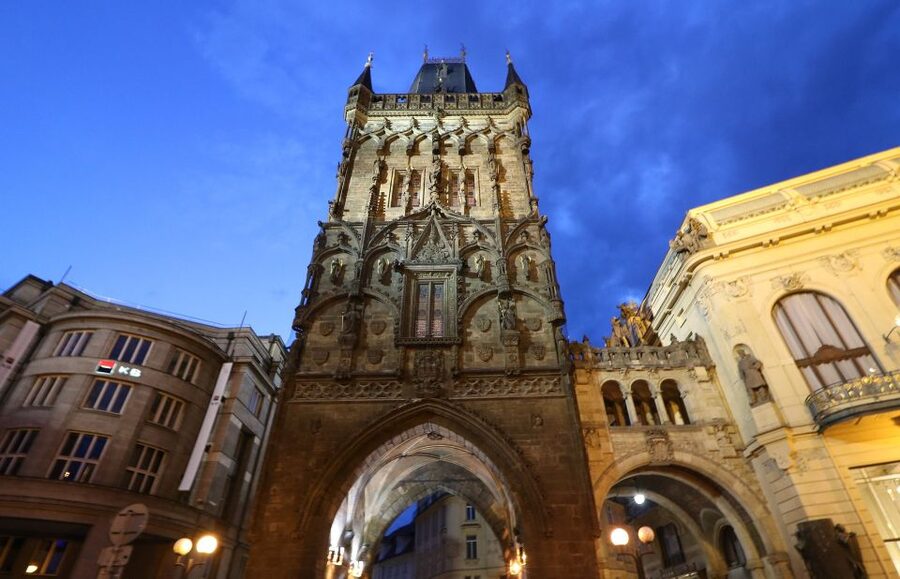 Prague Complete Tour in Spanish & Lunch, Tickets - Powder Tower, Mozart Theater, and the city’s showy side