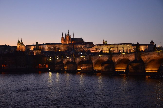 Prague evening/lights tour by car - Stop 1: Prague Castle with a terrace view of the city center