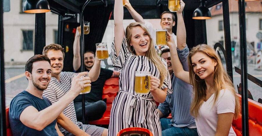 Prague: Party Beer Bus - Beer service and your waitress host: more than just pouring