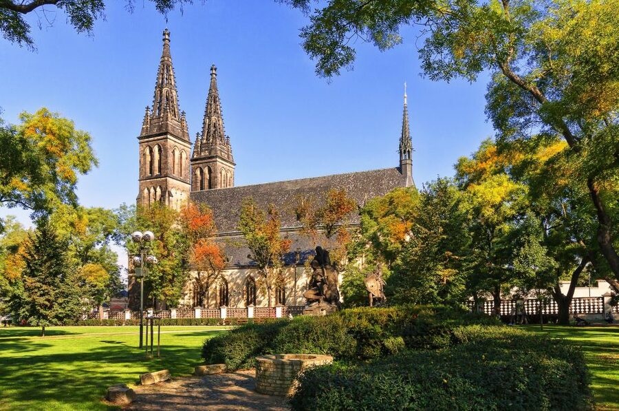 Prague: Private tour to the historic fortress of Vyšehrad - St. Peter and St. Paul Basilica: neo-Gothic details you’ll actually spot