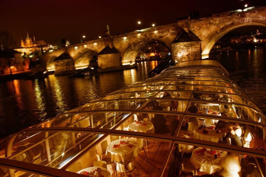 Prague: Sightseeing Dinner Cruise on Open-Top Glass Boat - Rudolfinum, Then Back to Prague Castle Again