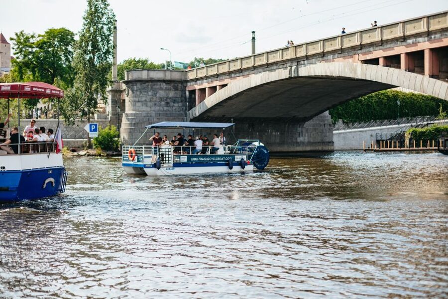 Prague: Swimming Beer Bike on A Cycle Boat - A one-of-a-kind cycle-boat setup on the Vltava