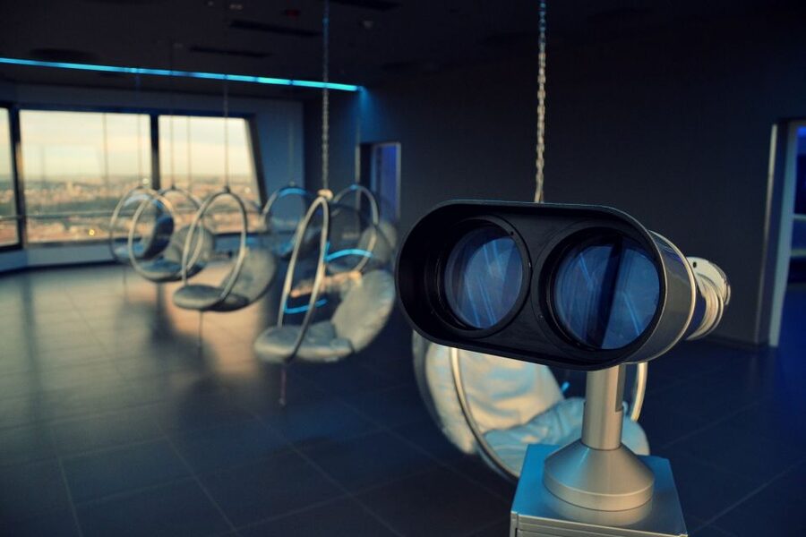 Prague TV Observatory Tower Audio Guide with Online Ticket - Three themed capsules, plus bubble chairs for a pause