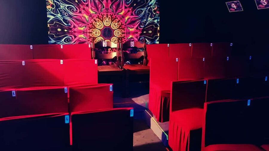 Prague: Underground Black Light Theatre Interactive Show - The 70-Minute Evening Flow, Film to Interactive Light-Story