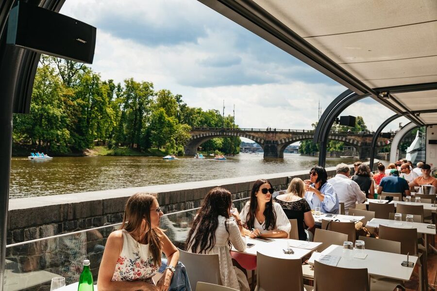 Prague: Vltava River Lunch Cruise in an Open-Top Glass Boat - Prague Castle, Rudolfinum, and the National Theater in one smooth stretch