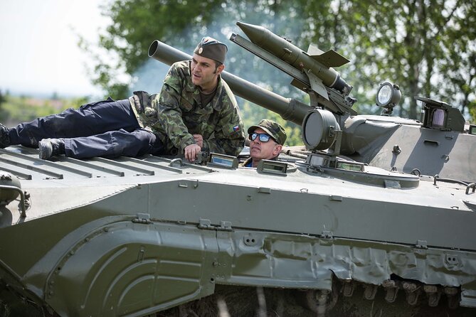 Ride in a BMP tank and military garage tour Prague - Your BMP-1 ride: off-road reality on an old Soviet base