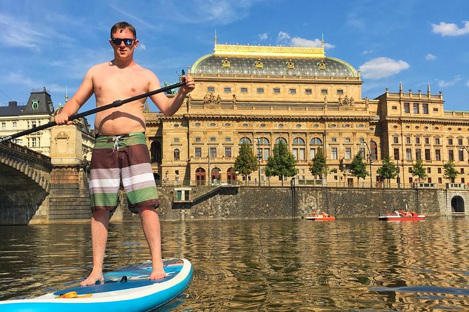 Stand-Up Paddleboarding on the Vltava River in Prague - The Vyšehrad launch: getting Prague Castle into your line of sight