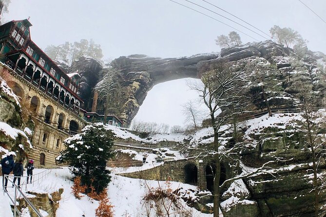 Winter Fairytale The BEST of Bohemian & Saxon Switzerland Hiking Tour - Bastei Bridge in winter: plan for views, not crowds